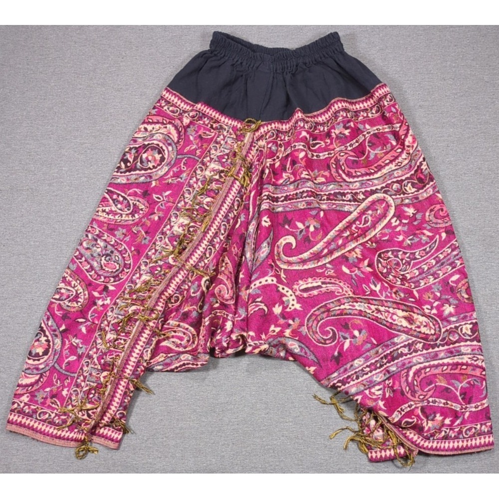 Tapestry Pashmina Pants Sz XS-S Pull-on Drop-crotch Crop Harem Boho Yoga Hippie
